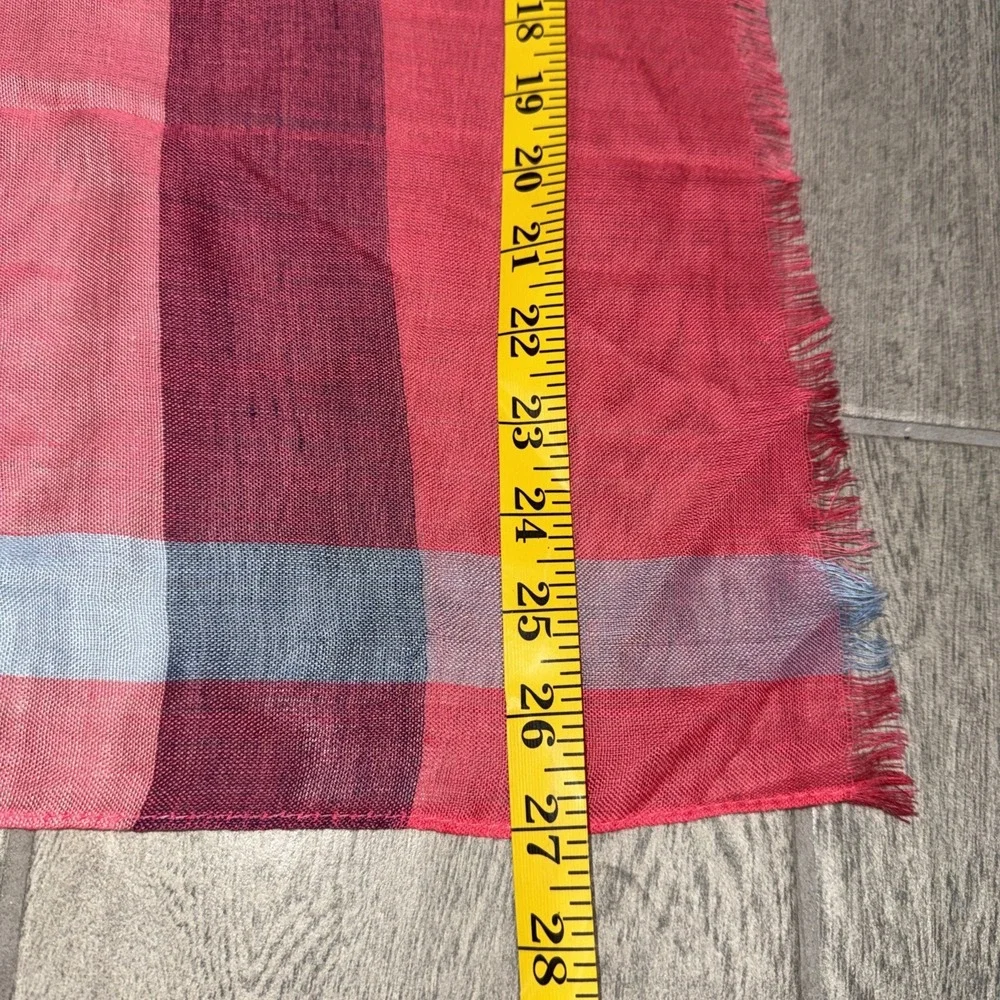 Tommy Hilfiger Lightweight Check Rectangular Scarf  Eyelash Fringe Multicolored